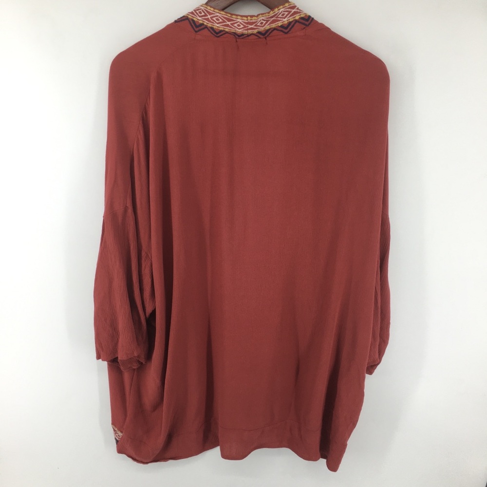 Artesia Rust Aztec Embroidered Kimono - Picture 2 of 8